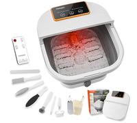 FOFOJÔY Spa pliable pour les pieds avec chaleur et télécommande, rouleaux de massage, bulle, kit de pédicure pour les pieds, contrôle de la température, lumière rouge, bain de pieds et spa pour les
