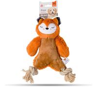 FOFOS Jouet en peluche doux avec son pour chiens, chiens de très petite à petite taille (0 à 10 kg), pattes avec nœuds, hochet intégré, lavable en machine, tissu velours côtelé (ours marron)