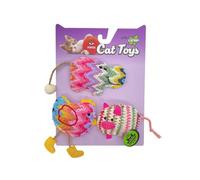 FOFOS | Set de jouets naturels | Thème jungle | avec Catnip - pour chats (poule, hippopotame et cochon)