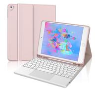 FOGARI Clavier avec Trackpad pour iPad 6/5 génération 2018/2017 9,7", Air 2/1 2014/2013, housse avec clavier espagnol Ñ Bluetooth avec pavé tactile pour iPad 9,7", rose
