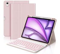 FOGARI Clavier pour iPad Air 11 M2/M3/M4 2024/2025/2026 | Étui avec clavier rétroéclairé Bluetooth espagnol Ñ pour iPad Air 11 M2/M3/M4 2024/2025/2026, rose