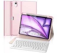 FOGARI Clavier pour iPad Air 11 Pouces 2026/2025 /2024, Étui Clavier pour iPad Air 11 M4/M3/M2, AZERTY sans Fil Bluetooth, Housse Multiposition Fonction Ranger Stylet, Rose