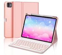 FOGARI Clavier pour iPad Air 13" M2 2024/M3 2025, étui avec iPad Air 13" M3 2024/2025, italien Keyboard rétro-éclairé Bluetooth amovible, or rose