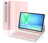 FOGARI Clavier pour Samsung Galaxy Tab S10 FE+/S10 FE Plus 13,1" 2025, Housse pour Galaxy Tab S10 FE Plus avec espagnol Ñ Clavier rétroéclairé Bluetooth pour tablette Samsung S10 FE+ 13,1" 2025, rose