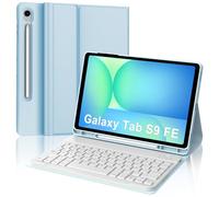 FOGARI Clavier pour Samsung Tab S10 FE 10,9" 2025/S9 FE 10,9" 2023 | Étui avec clavier pour Galaxy Tab S10 FE/S9 FE, espagnol Ñ Bluetooth pour tablette Samsung S10 FE/S9 FE, bleu clair