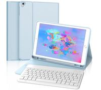 FOGARI Coque Clavier pour iPad 6/5éme Generation 2018 2017/Pro 9.7/Air 2/1 - Clavier Azerty Français sans Fil DéTachable, Coque avec Porte Crayon pour iPad 9.7 Pouces, Bleu