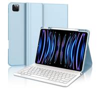 FOGARI Coque Clavier pour iPad Pro 12.9 2022/2021/2020/2018,AZERTY Français Étui Clavier Magnétique Bluetooth sans Fil pour iPad Pro 12.9 6è/5è/4è/3è Gén,Bleu Clair