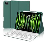 FOGARI Coque Clavier pour iPad Pro 12.9 2022/2021/2020/2018, AZERTY Français Étui Clavier Magnétique Bluetooth sans Fil pour iPad Pro 12.9 6è/5è/4è/3è Gén, Vert Foncé