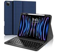 FOGARI Coque Clavier pour iPad Pro 12.9 2022/2021/2020/2018, AZERTY Français Étui Clavier Magnétique Bluetooth sans Fil pour iPad Pro 12.9 6è/5è/4è/3è Gén, Bleu Foncé