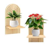 FOGARI Étagère Murale En Bois Boho - Décoration Murale En Bois Pour Chambre D'Enfant, Balcon, Salle De Bain, Chambre À Coucher (Couleur Bois)