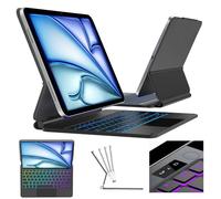 FOGARI Étui avec clavier pour iPad Air 11 (M3/M2, 2025/2024), iPad Pro 11 (4e/3e/2ème/1ère génération) et iPad Air 5e/4e Magic Case, pavé tactile multi-touch, version britannique rétroéclairée - Noir