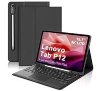 FOGARI Étui avec Clavier pour Lenovo Tab P12 12.7" 2023,Clavier AZERTY sans Fil Amovible avec pavé Tactile pour Lenovo Tab P12 2023, Noir