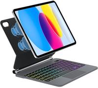FOGARI Étui clavier pour iPad 10e génération 2022 10,9"/11e génération A16 2025 11 pouces, trackpad multi-touch, QWERTZ Allemagne Support magnétique Magic Type Clavier, Noir