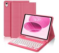FOGARI Étui Clavier pour iPad A16 11/10 Ème Generation | AZERTY Français Clavier, Coque pour iPad 10.9" 2022/A16 11" 2025 avec Porte Crayon, Rouge