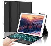 FOGARI Étui clavier pour iPad Pro 12.9 1/2ème génération, clavier pour iPad Pro 12.9 2017/2015, trackpad, éclairage 7 couleurs, disposition magnétique amovible, noir