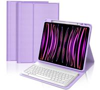 FOGARI Étui Clavier pour iPad Pro 12.9 6è/5è/4è/3è Gén, AZERTY Français Clavier Magnétique Bluetooth sans Fil pour iPad Pro 12.9 2018/2020/2021/2022, Violet Clair