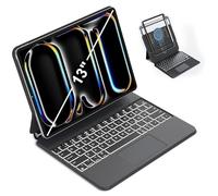 FOGARI Étui de clavier pour iPad Pro 13" (M4), iPad Pro 13 2024, support magnétique, touches lumineuses à ressort, trackpad multi-touch, noir