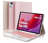 FOGARI Étui de clavier pour Lenovo Tab M11 2024, trackpad multi-touch, éclairage 7 couleurs, étui clavier avec Bluetooth magnétique amovible pour Lenovo Tab M11 (TB330FU / TB330XU), rose