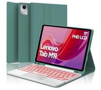 FOGARI Étui de clavier pour Lenovo Tab M11 2024, trackpad multi-touch, éclairage 7 couleurs, étui clavier avec Bluetooth magnétique amovible pour Lenovo Tab M11 (TB330FU / TB330XU), vert foncé