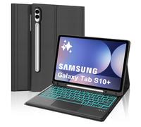 FOGARI Étui de clavier pour Samsung Galaxy Tab S10 Plus 12,4" 2024, trackpad multi-touch, éclairage 7 couleurs, avec aimant amovible pour Samsung Galaxy Tab S10 Plus 12,4" 2024, noir