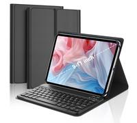 FOGARI Étui universel avec clavier pour tablette 9"/9,7"/10"/10,1"/10,2"/10,2"/10,5"/10,6"/11", clavier Bluetooth britannique, housse avec sangle élastique pour tablette Android, iOS 9-11", noir