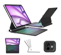FOGARI Magic Clavier pour iPad Air 13'' (M3,M2)/ Pro 12.9(6e, 5e, 4e, 3e Gén), Étui Trackpad Clavier AZERTY Français Rétroéclairage pour iPad Air 13 (2025,2024)/ Pro 12.9 (2022-2018),Noir