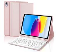 FOGARI Qwerty Étui clavier Bluetooth pour iPad 10 génération 10,9" 2022, design moderne avec fente pour crayon, protection complète et support multi-angle réglable - Rose
