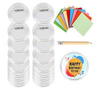 FOGAWA Kit de fabrication de badges - 30 pièces - Créez vos propres badges - En acrylique - 6 cm - Avec 100 feuilles de papier coloré et crayon - Pour enfants, loisirs créatifs, cadeaux