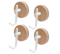 FOGAWA Lot de 4 Crochet Adhésif, Porte Manteau Bois Mural, Accroche Serviette Salle de Bain, Patere Murale en Hêtre Naturel, pour Entrée,Salon,Cuisine,Chambre,Couloir (Blanc Laiteux)