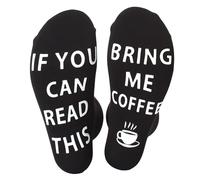 Fogbush Cadeaux amusants pour hommes chaussettes personnalisées drôles BRING ME COFFEE Chaussettes Jouer Cadeaux d'anniversaire pour hommes enfants adolescents garçons fils ami