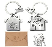 Fogbush Lot de 2 porte-clés pour la maison, cadeaux de pendaison de crémaillère, porte-clés maison, cadeau de pendaison de crémaillère, avec enveloppe
