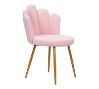 Fogcroll Chaise Coiffeuse en Velours - Fauteuil de Salon avec Pieds Métal Doré et Dossier en Pétal, Fauteuil Coquillage Rembourrée, Fauteuil Coiffeuse pour Chambre, Salon, Salle à Manger (Rose)