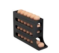 Fogcroll Distributeur d'œufs pour organisateur de réfrigérateur - Boîte de rangement de frigo à quatre niveaux - Roulement automatique - Grande capacité - Gain de place - Côté noir