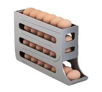Fogcroll Distributeur d'œufs pour réfrigérateur - Boîte de rangement à quatre niveaux - Roulement automatique - Grande capacité - Côté gain de place - Gris