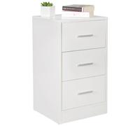 FOGGIA Table de chevet moderne en bois avec 3 tiroirs Blanc Table de chevet design 37,5 x 68 x 35 cm Table de chevet extra haute