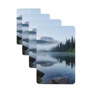 Foggy Lake by Mount Rainier Lot de 4 cartes de désodorisants de voiture personnalisables, cadeaux pour homme et femme, tablettes d'aromathérapie, cartes parfumées à suspendre pour armoire de salle de