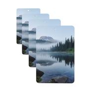 Foggy Lake by Mount Rainier - Lot de 4 cartes parfumées durables à suspendre pour voiture, aromathérapie, désodorisants de voiture, cadeaux pour homme et femme, parfum lavande