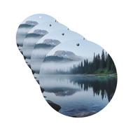 Foggy Lake by Mount Rainier - Lot de 4 cartes parfumées durables à suspendre pour voiture, aromathérapie, désodorisants de voiture, cadeaux pour homme et femme, parfum lavande