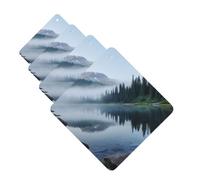 Foggy Lake by Mount Rainier - Lot de 4 cartes parfumées durables à suspendre pour voiture, aromathérapie, désodorisants de voiture, cadeaux pour homme et femme, parfum lavande