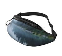 Foggy Lake by Mount Rainier Sac banane pour homme et femme Sac banane de voyage avec sangle réglable Sac banane étanche Sac banane pour cyclisme Portefeuille