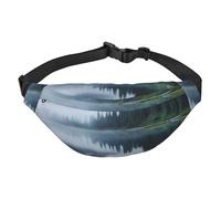 Foggy Lake by Mount Rainier Sac banane pour homme et femme Sac banane tendance Sac banane partout Sac à bandoulière Portefeuille Sac banane avec sangle réglable Sac de poitrine étanche pour voyage,