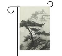 Foggy Mountain Drapeau de jardin en pin 30,5 x 45,7 cm Double face Drapeau extérieur Drapeau de cour d'été Drapeau floral de bienvenue Drapeaux de jardin saisonniers Décorations de vacances