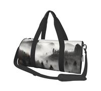 Foggy Mountains - Sac de voyage rond pliable pour le week-end, le week-end, le sport, la gym, noir, taille unique, Noir , Taille unique