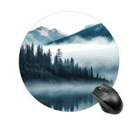 Foggy Mountains - Tapis de souris rond - Glisse - Extra dense - Portable et confortable - Pour bureau, maison, bureau - 20 x 20 cm