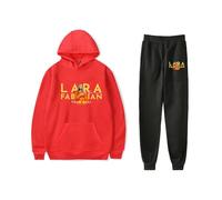 FOGIMEIGB Lara Fabian Je T'aime Tour 2024 Ensemble 2 pièces sweat à capuche et pantalon de jogging Unisexe, Rouge-R236402, M