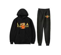 FOGIMEIGB Lara Fabian Je T'aime Tour 2024 Ensemble 2 pièces sweat à capuche et pantalon de jogging Unisexe, Noir-R236402, XL