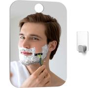 Fogless Frameless Shower Mirror, No Fog Shower Mirror For Shaving, With 1 Adhesive Hook, 17 X 13 Cm