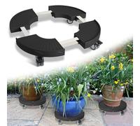 Fogmiea Chariot à plantes, rond, avec molette de blocage rotative à 360°, réglable de 38 cm à 54 cm, capacité de charge de 200 kg, résistant aux intempéries, pour l'intérieur et l'extérieur, noir
