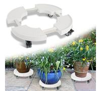 Fogmiea Chariot à plantes, rond, avec molette de blocage rotative à 360°, réglable de 38 cm à 54 cm, charge maximale : 200 kg, résistant aux intempéries, pour l'intérieur et l'extérieur, blanc