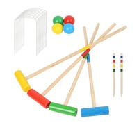 Fogmiea Croquet Croquet - 2 à 4 joueurs - Jeu de croquet pour enfants et adultes - Jeu de jardin en plein air - Jeu d'adresse en bois - Avec sac